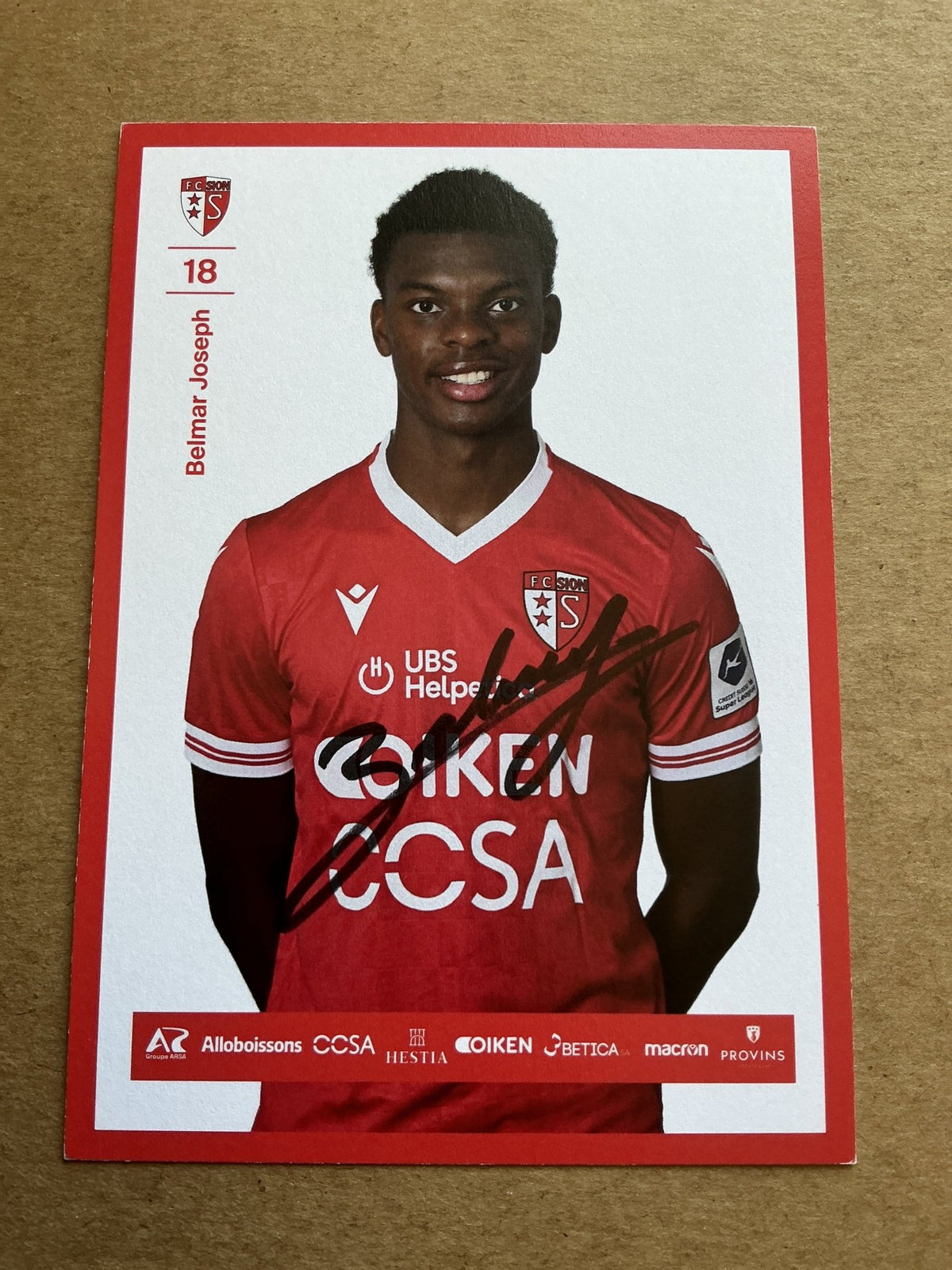 Belmar Joseph, Haiti 🇭🇹 FC Sion 2024/25 hand signed - Autographs-World