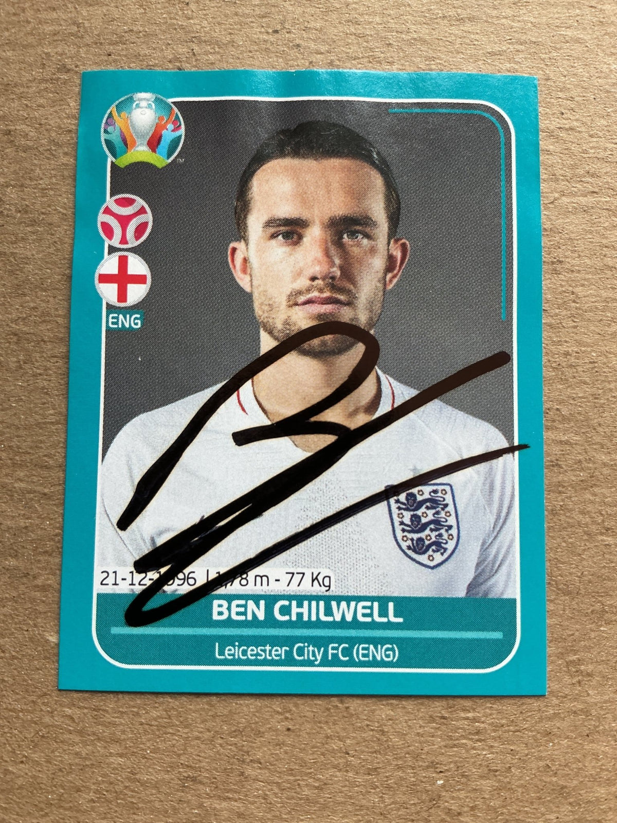 Ben Chilwell, England 🏴󠁧󠁢󠁥󠁮󠁧󠁿 UEFA Euro 2020 Panini hand signed - Autographs-World