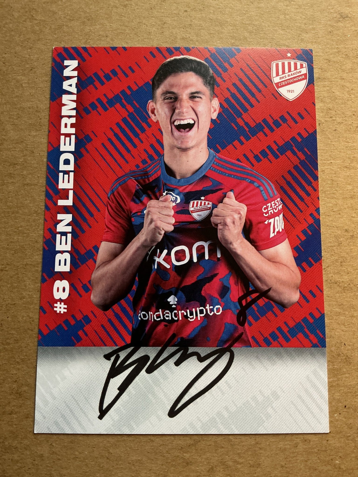 Ben Lederman, Poland 🇵🇱 Raków Częstochowa 2023/24 hand signed - Autographs-World