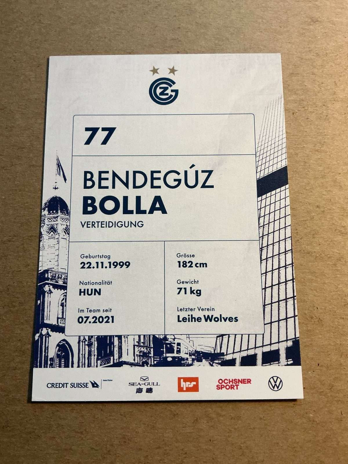 Bendeguz Bolla, Hungary 🇭🇺 Grasshopper Zürich 2022/23 hand signed - Autographs-World