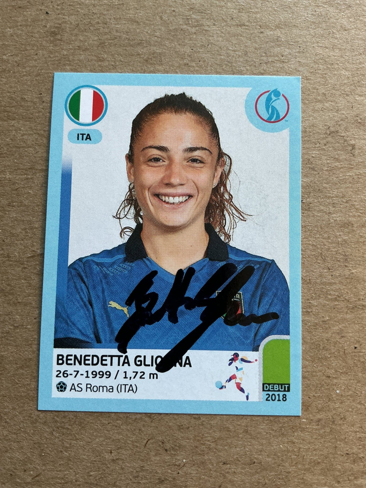 Benedetta Glionna, Italy 🇮🇹 UEFA Women’s Euro Cup 2022 Panini hand signed - Autographs-World
