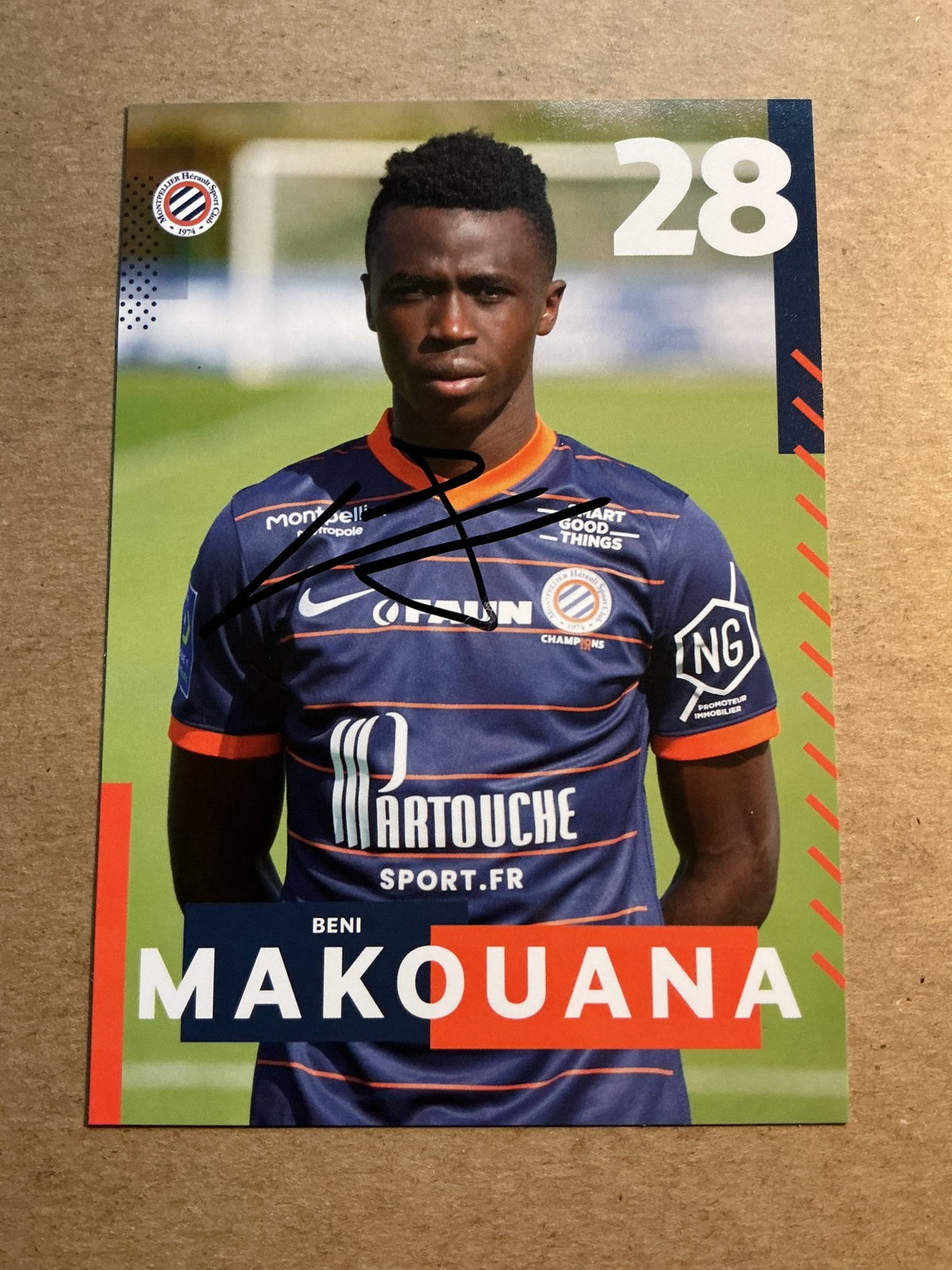 Béni Makouana, Republic of the Congo 🇨🇬 Montpellier HSC 2021/22 hand signed - Autographs-World