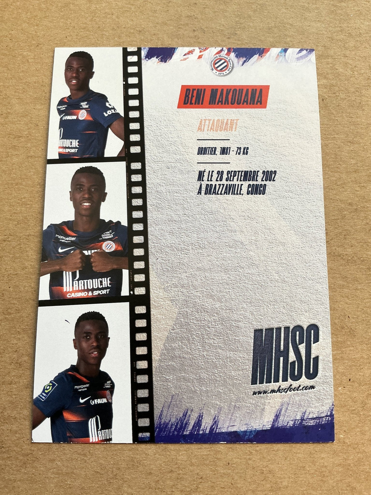 Beni Makouana, Republic of the Congo 🇨🇬 Montpellier HSC 2022/23 hand signed - Autographs-World