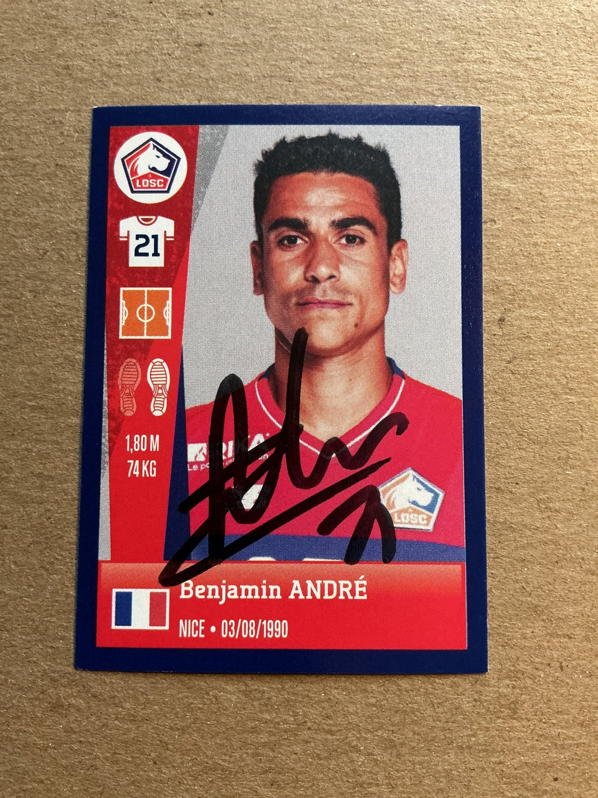 Benjamin André, France 🇫🇷 Lille OSC 2023 Panini hand signed - Autographs-World