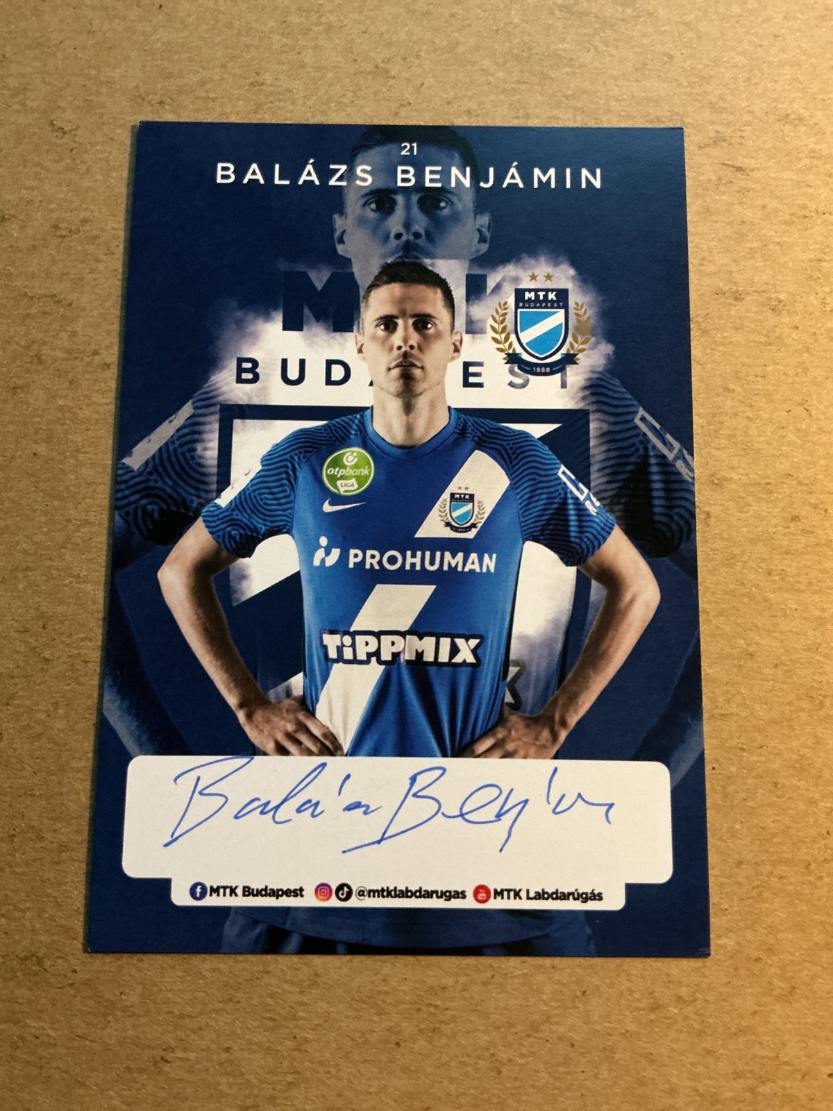 Benjámin Balázs, Hungary 🇭🇺 MTK Budapest 2021/22 hand signed - Autographs-World