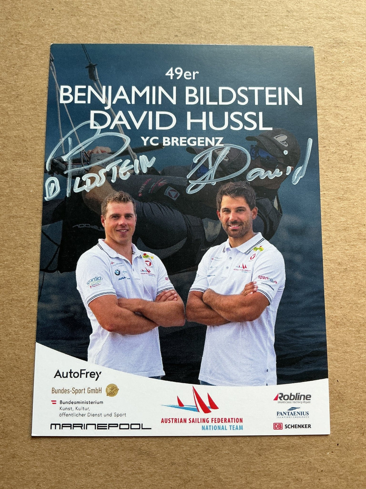 Benjamin Bildstein & David Hussl, Austria 🇦🇹 Sailing Summer Olympics 2024 hand signed - Autographs-World