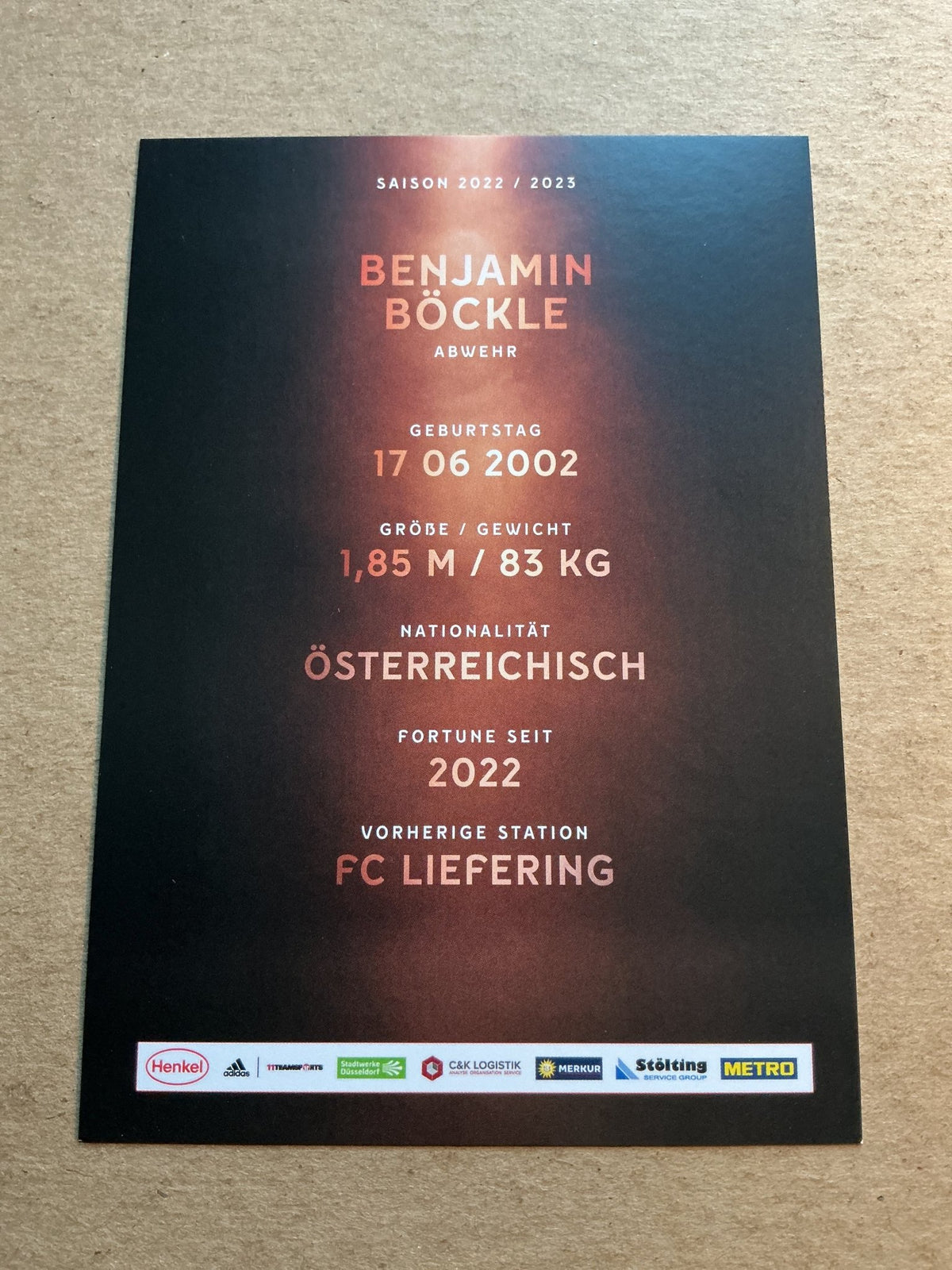 Benjamin Böckle, Austria 🇦🇹 Fortuna Düsseldorf 2022/23 hand signed - Autographs-World