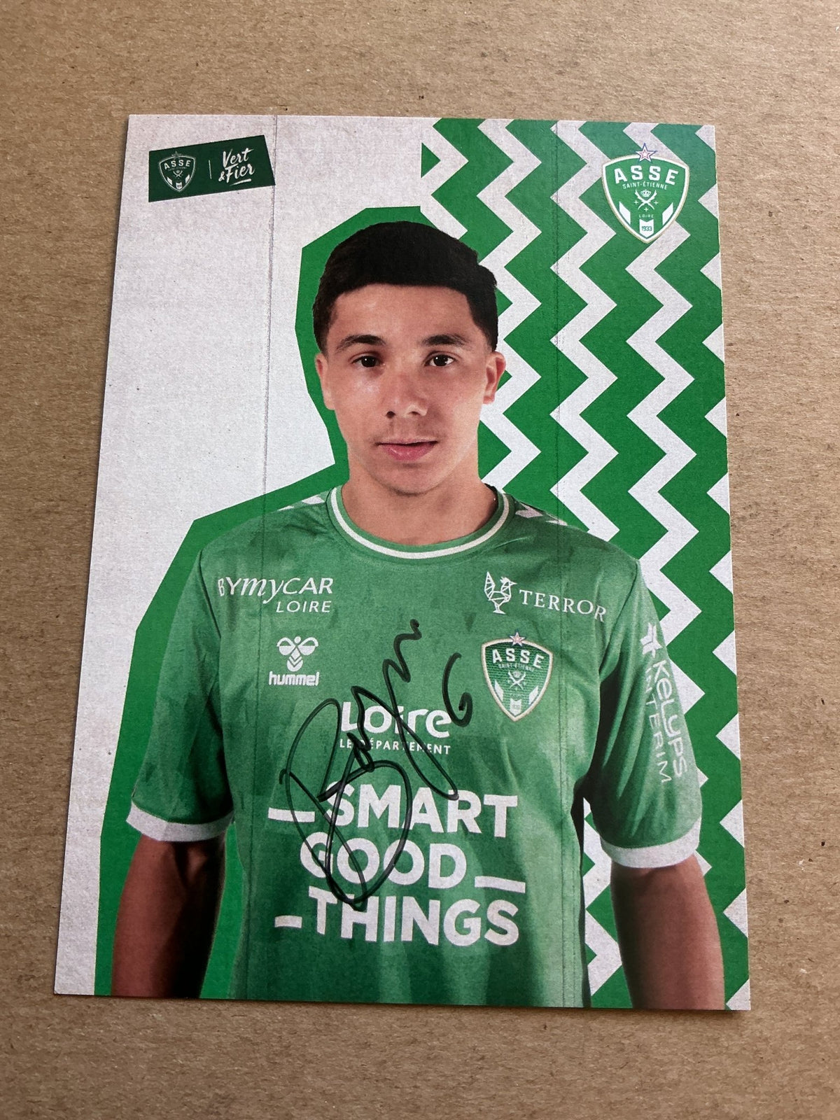 Benjamin Bouchouari, Morocco 🇲🇦 AS Saint-Etienne 2023/24 hand signed - Autographs-World