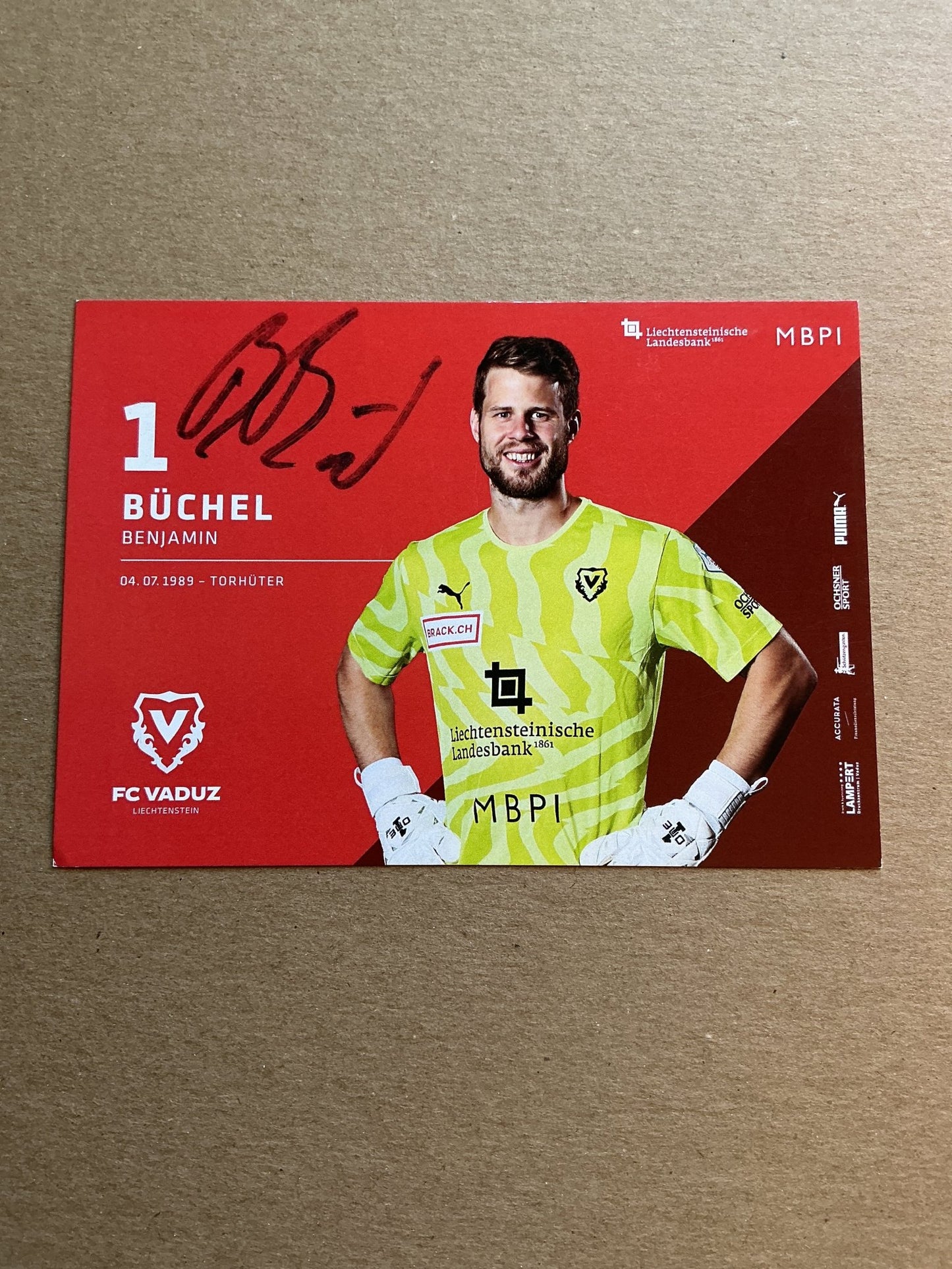 Benjamin Büchel, Liechtenstein 🇱🇮 FC Vaduz 2019/20 hand signed - Autographs-World