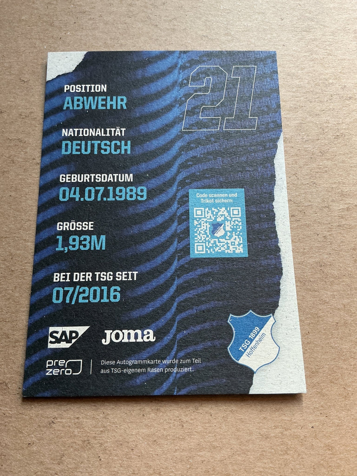 Benjamin Hübner, Germany 🇩🇪 TSG 1899 Hoffenheim 2021/22 hand signed - Autographs-World