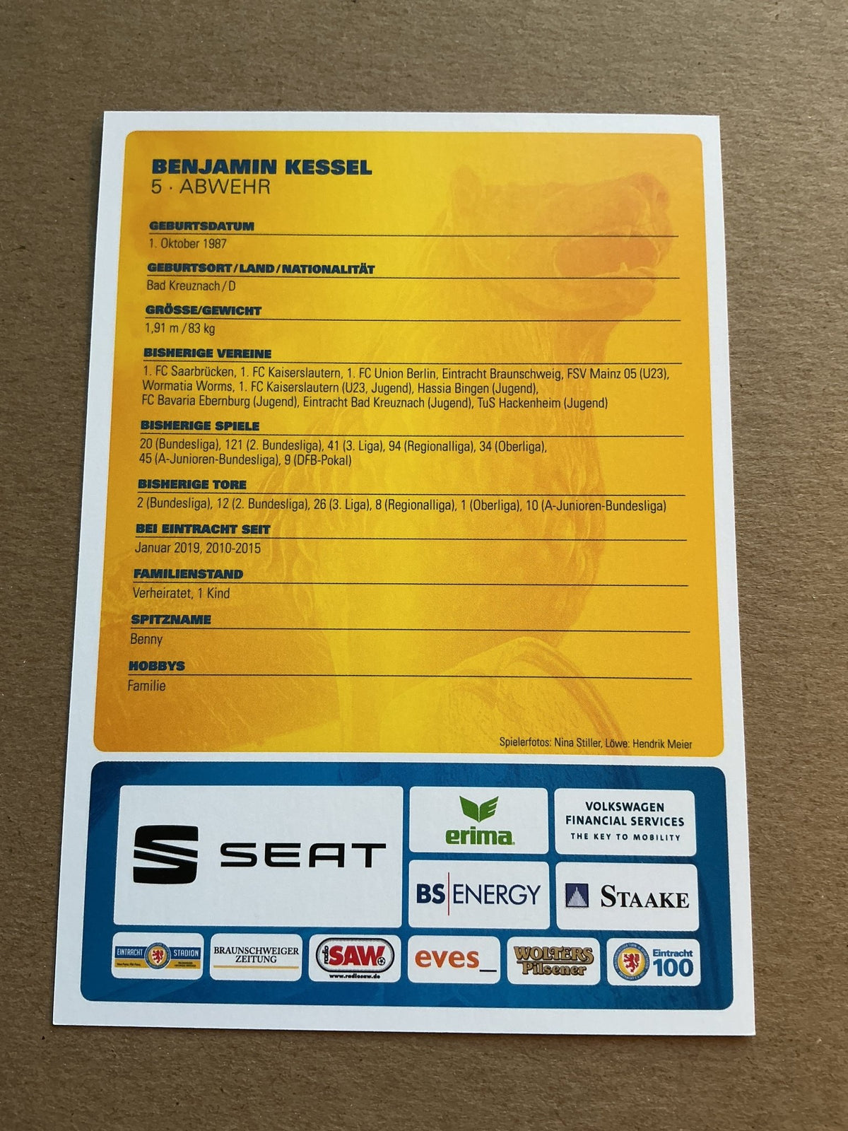 Benjamin Kessel, Germany 🇩🇪 Eintracht Braunschweig 2019/20 hand signed - Autographs-World