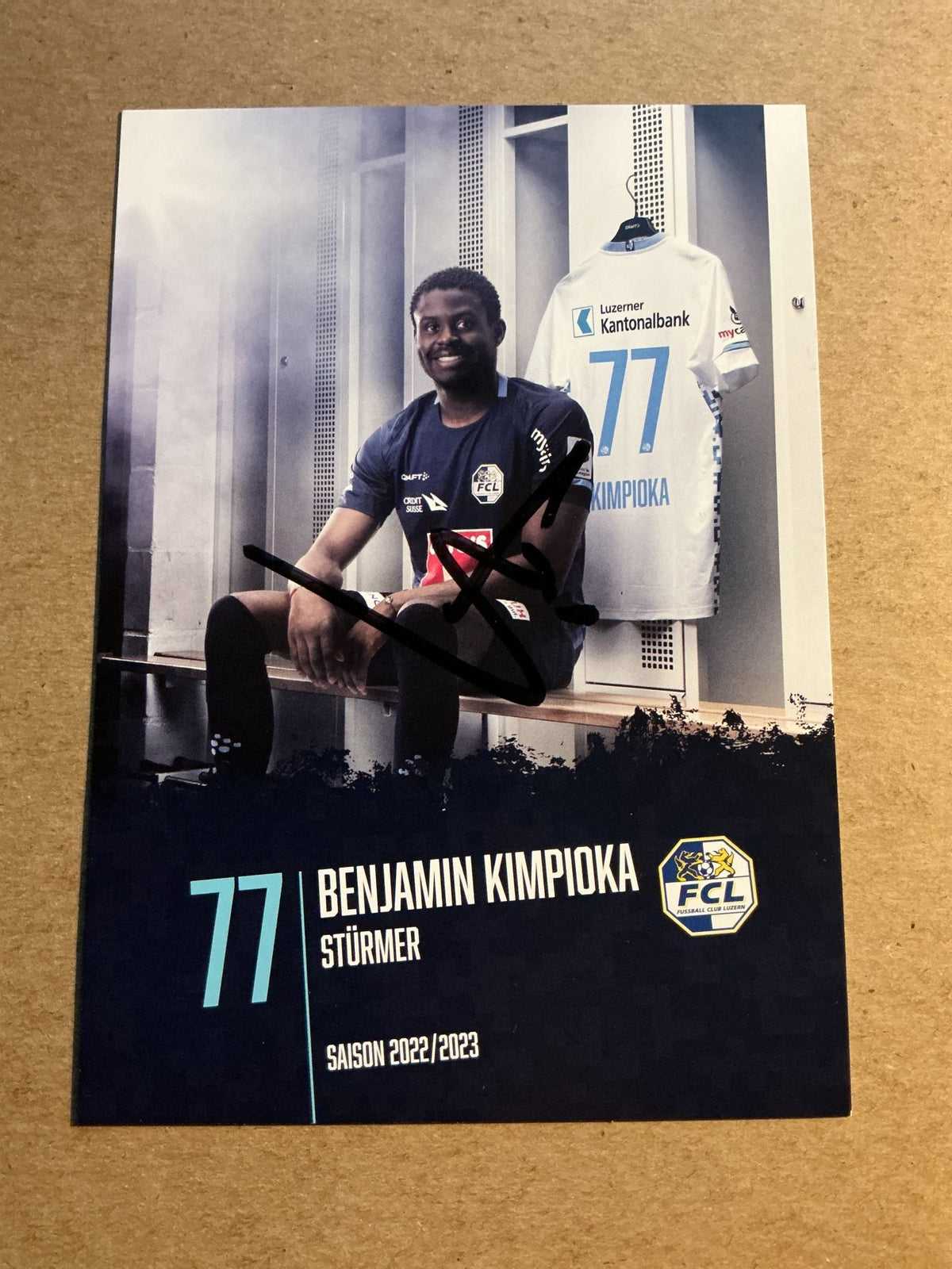 Benjamin Kimpioka, Sweden 🇸🇪 FC Luzern 2022/23 hand signed - Autographs-World