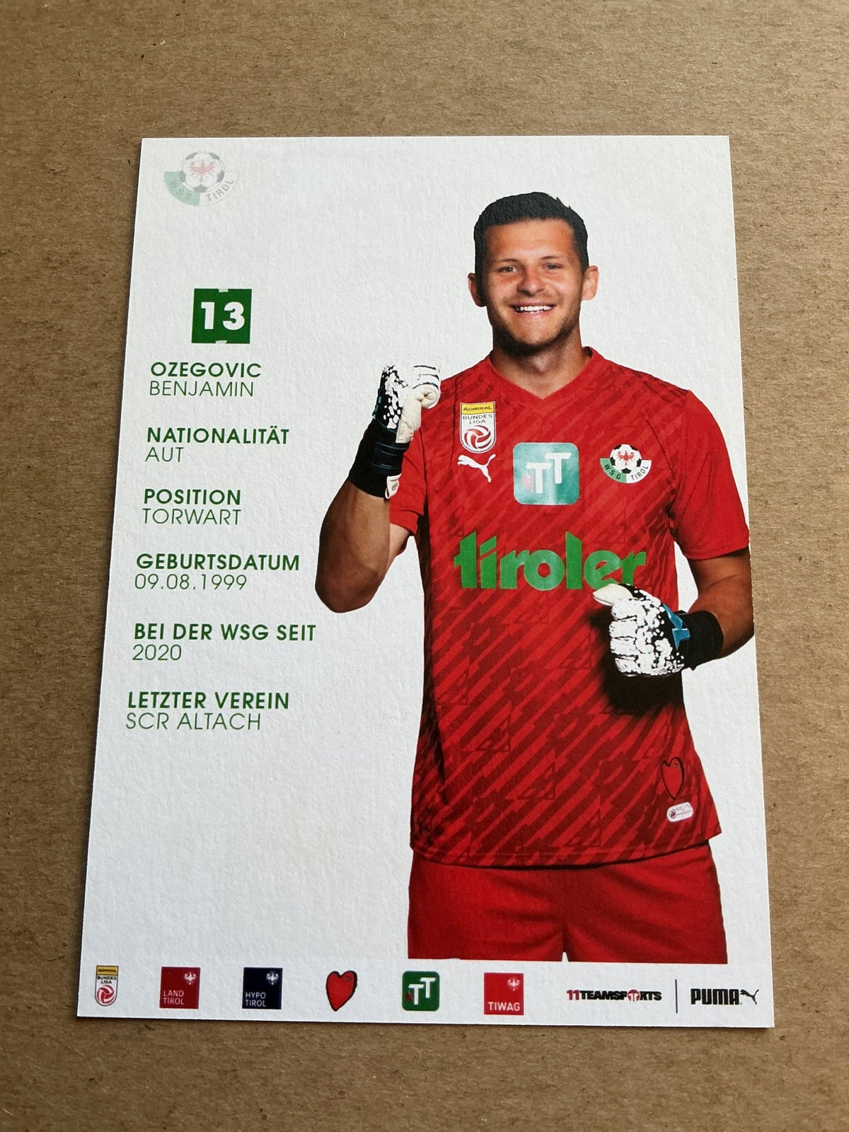 Benjamin Ozegovic, Austria 🇦🇹 WSG Tirol 2023/24 hand signed - Autographs-World