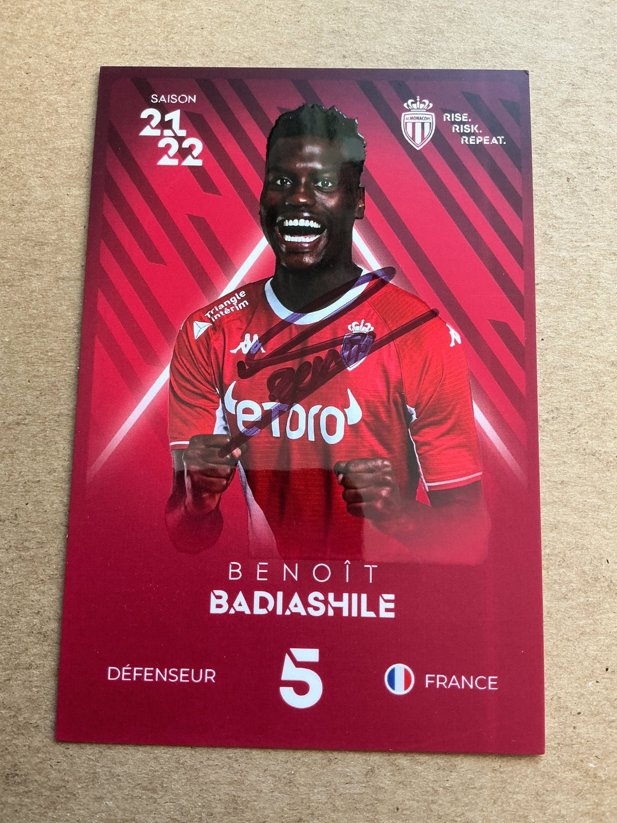 Benoit Badiashile, France 🇫🇷 AS Monaco 2021/22 hand signed - Autographs-World