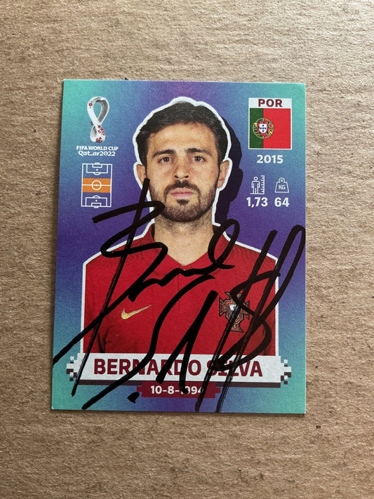 Bernardo Silva, Portugal 🇵🇹 FIFA World Cup 2022 Panini hand signed - Autographs-World