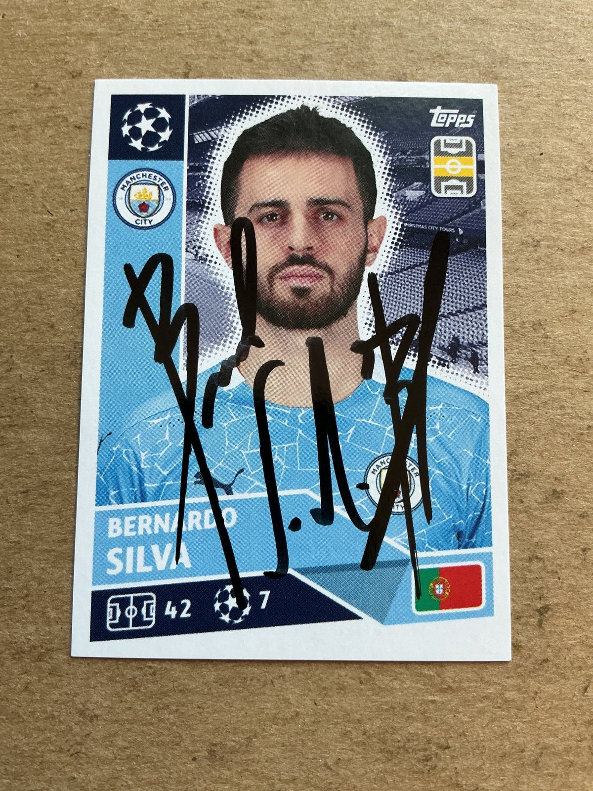Bernardo Silva, Portugal 🇵🇹 Manchester City 2020/21 Topps hand signed - Autographs-World