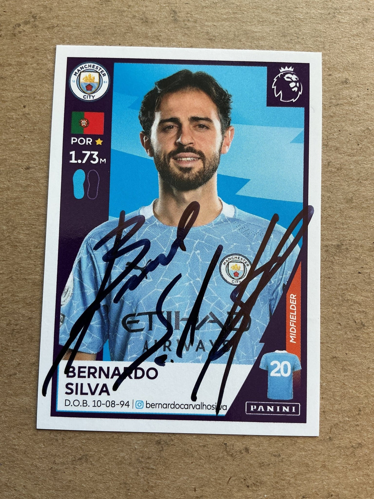 Bernardo Silva, Portugal 🇵🇹 Manchester City 2021 Panini hand signed - Autographs-World
