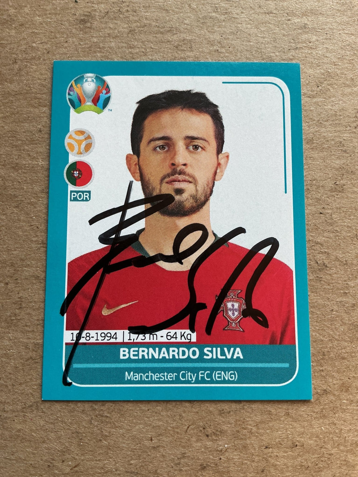 Bernardo Silva, Portugal 🇵🇹 UEFA Euro 2020 Panini hand signed - Autographs-World
