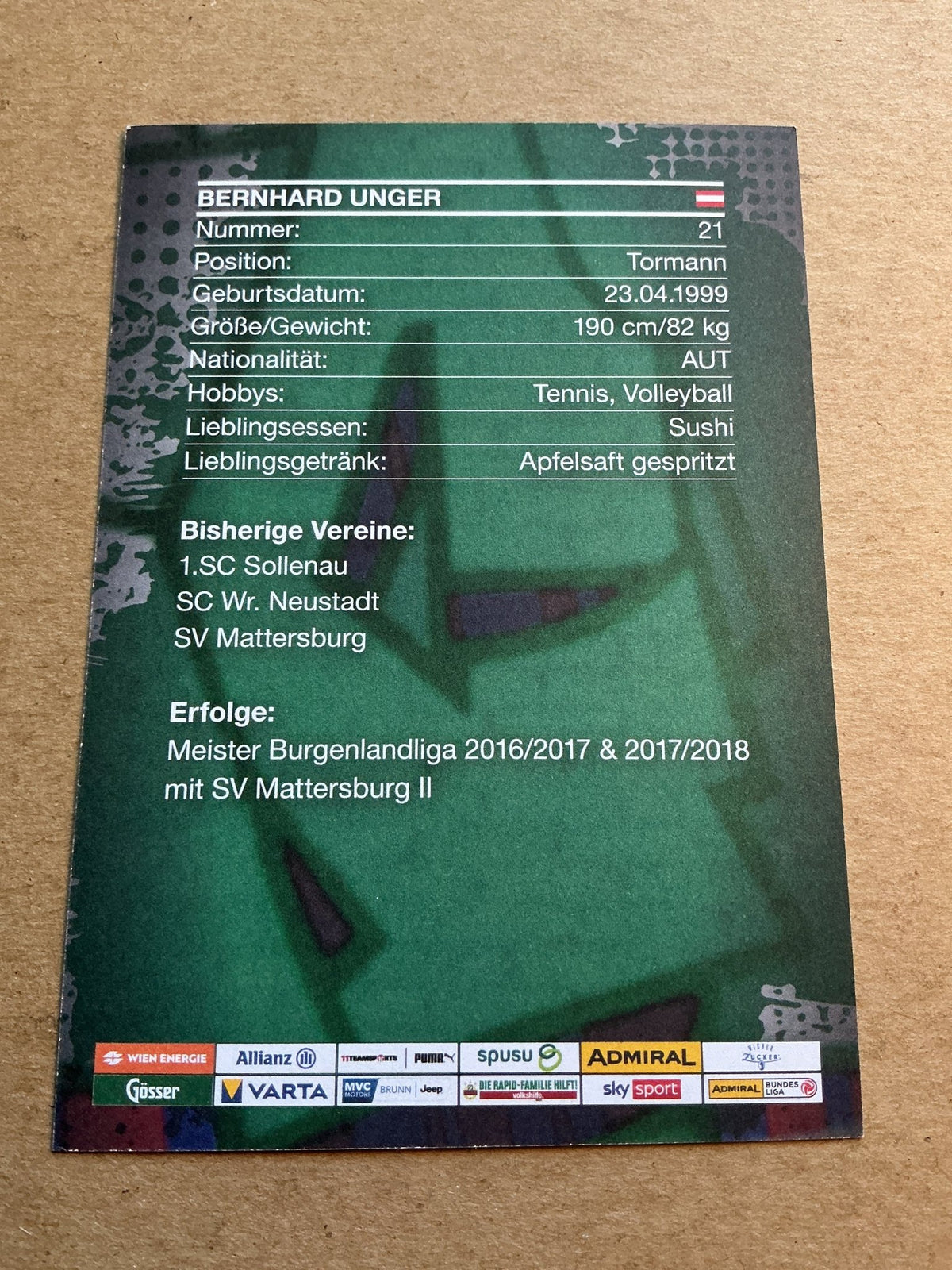 Bernhard Unger, Austria 🇦🇹 SK Rapid Wien 2023/24 hand signed - Autographs-World