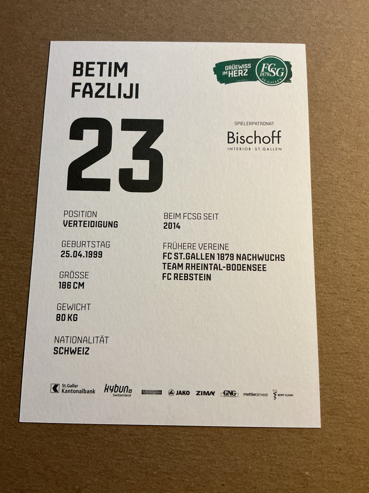 Betim Fazliji, Switzerland 🇨🇭 FC St. Gallen 2021/22 hand signed - Autographs-World