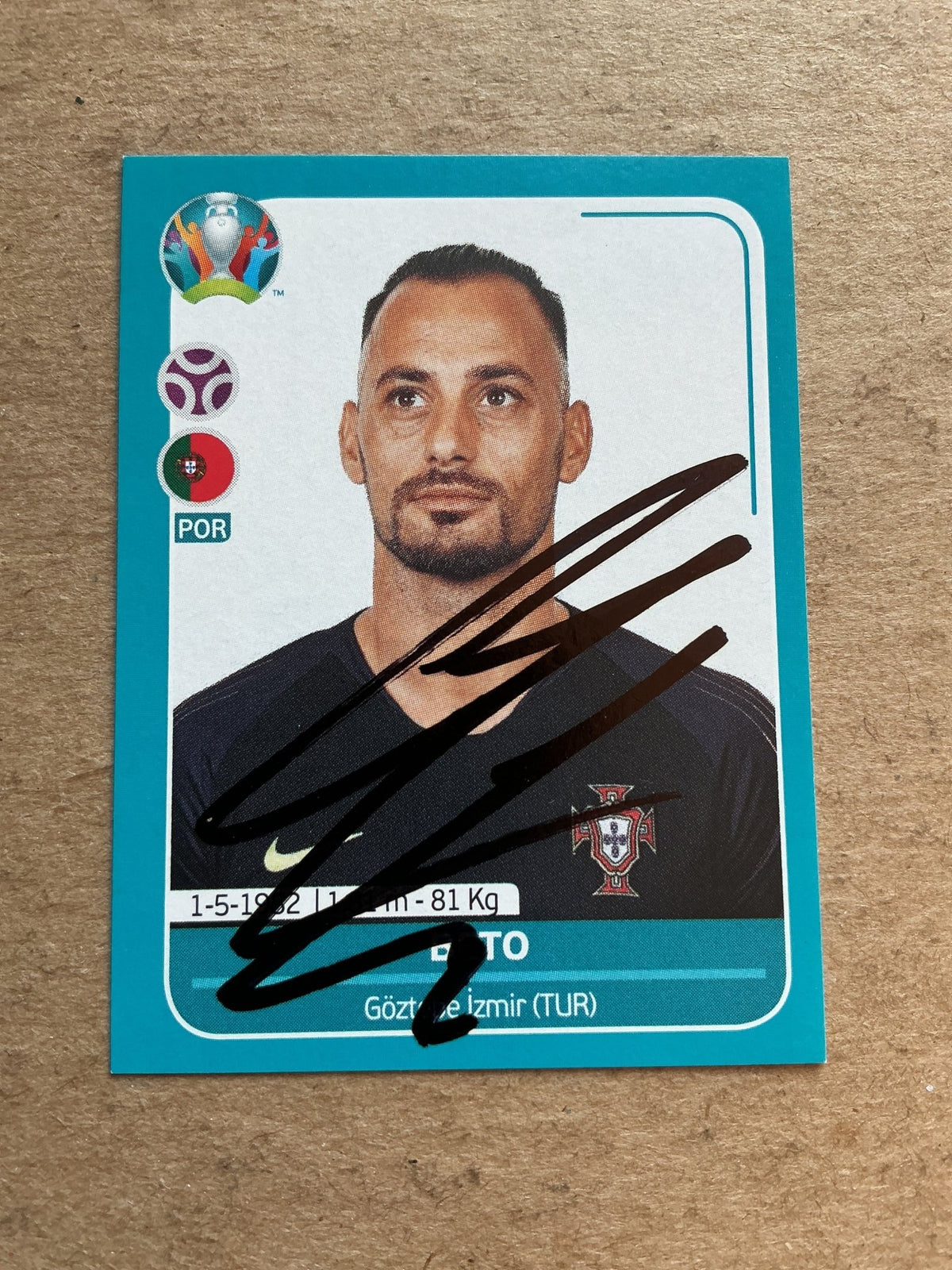Beto, Portugal 🇵🇹 UEFA Euro 2020 Panini hand signed - Autographs-World