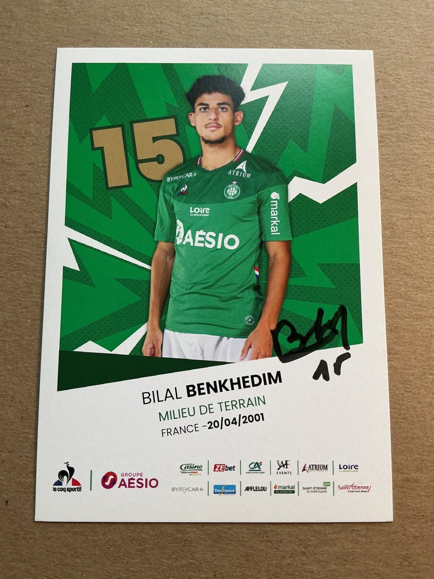 Bilal Benkhedim, France 🇫🇷 AS Saint-Étienne 2019/20 hand signed - Autographs-World