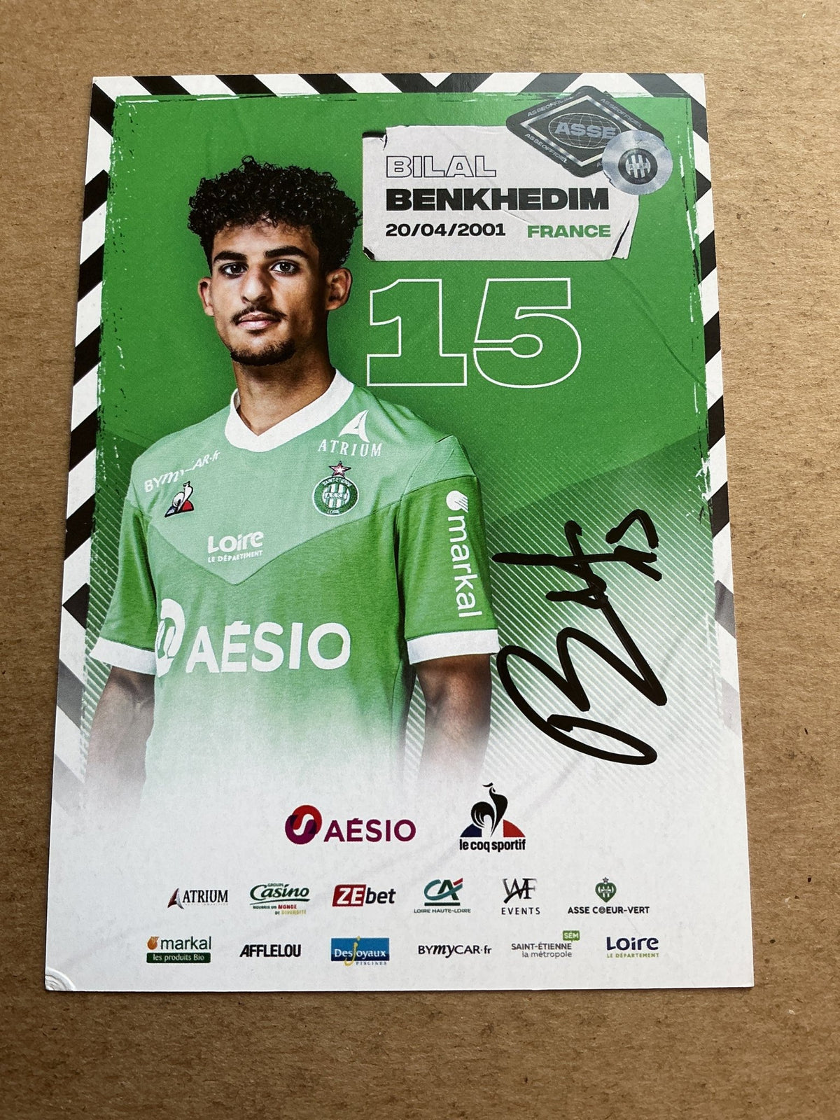 Bilal Benkhedim, France 🇫🇷 AS Saint-Étienne 2020/21 hand signed - Autographs-World