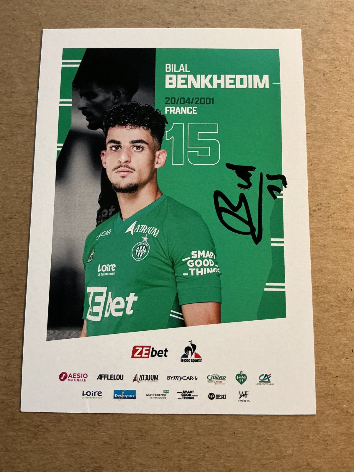 Bilal Benkhedim, France 🇫🇷 AS Saint-Étienne 2021/22 hand signed - Autographs-World