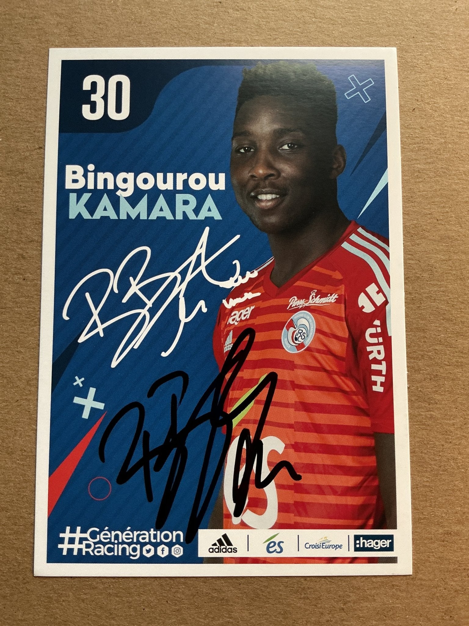 Bingourou Kamara, France 🇫🇷 RC Strasbourg 2019/20 hand signed - Autographs-World
