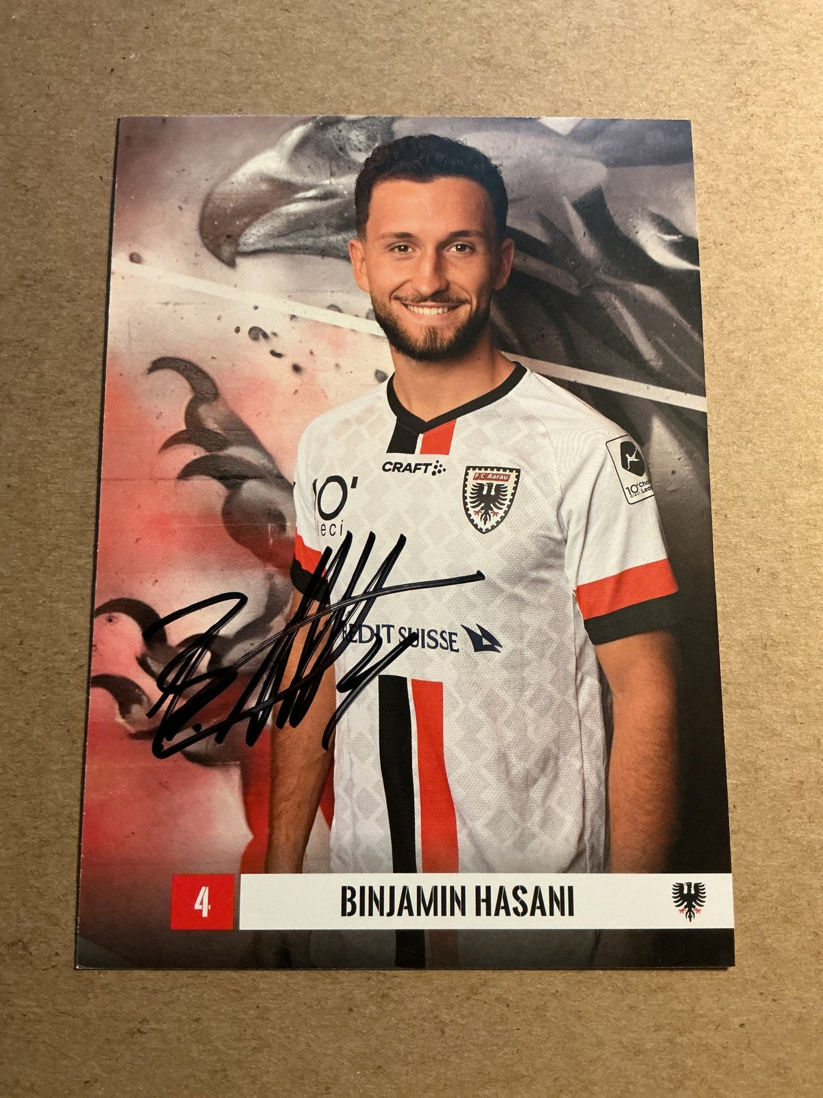 Binjamin Hasani, Switzerland 🇨🇭FC Aarau 2023/24 hand signed - Autographs-World