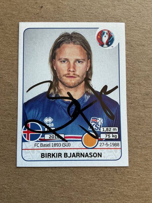 Birkir Bjarnason, Iceland 🇮🇸 UEFA Euro 2016 Panini hand signed - Autographs-World
