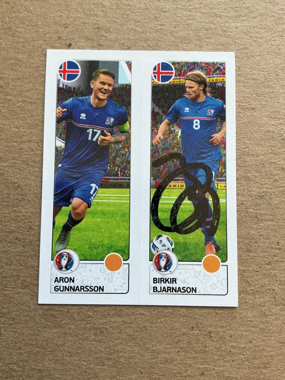 Birkir Bjarnason, Iceland 🇮🇸 UEFA Euro 2016 Panini hand signed - Autographs-World