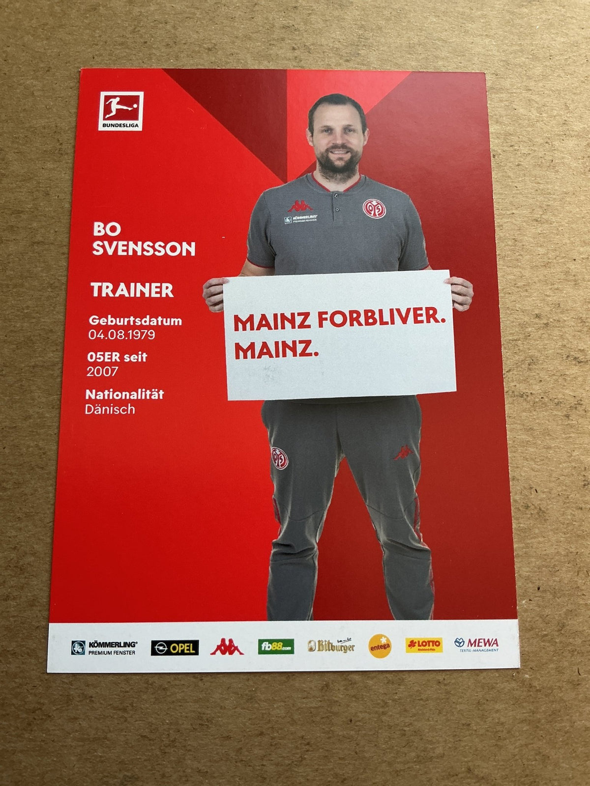 Bo Svensson, Denmark 🇩🇰 FSV Mainz 05 2020/21 hand signed - Autographs-World