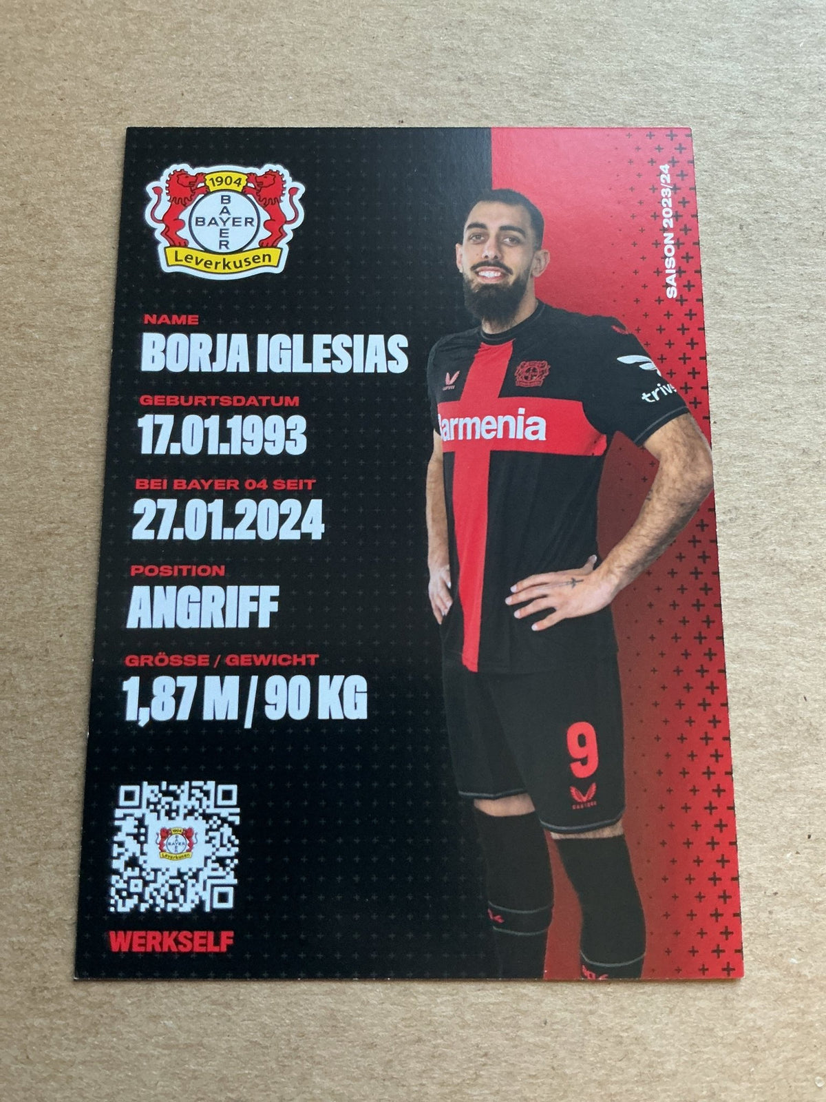 Borja Iglesias, Spain 🇪🇸 Bayer 04 Leverkusen 2023/24 hand signed - Autographs-World