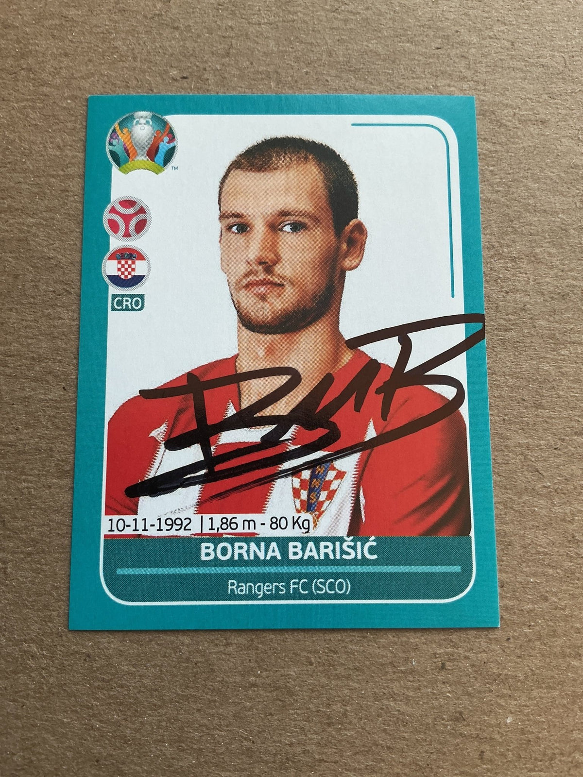 Borna Barišić, Croatia 🇭🇷 UEFA Euro 2020 Panini hand signed - Autographs-World