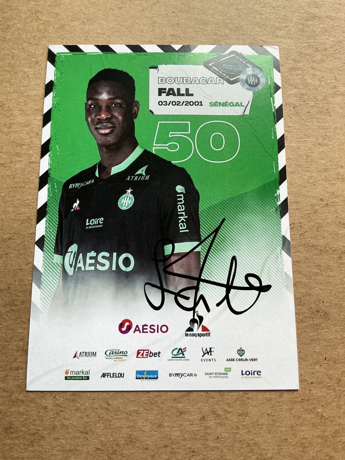 Boubacar Fall, Senegal 🇸🇳 AS Saint-Étienne 2020/21 hand signed - Autographs-World
