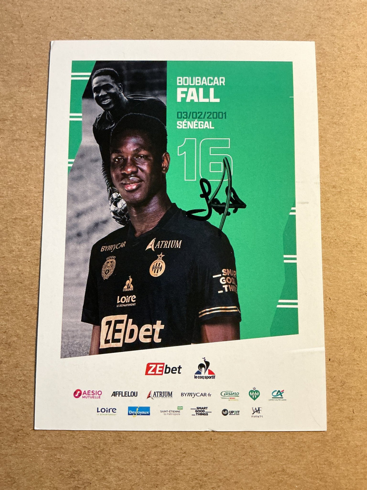 Boubacar Fall, Senegal 🇸🇳 AS Saint-Étienne 2021/22 hand signed - Autographs-World