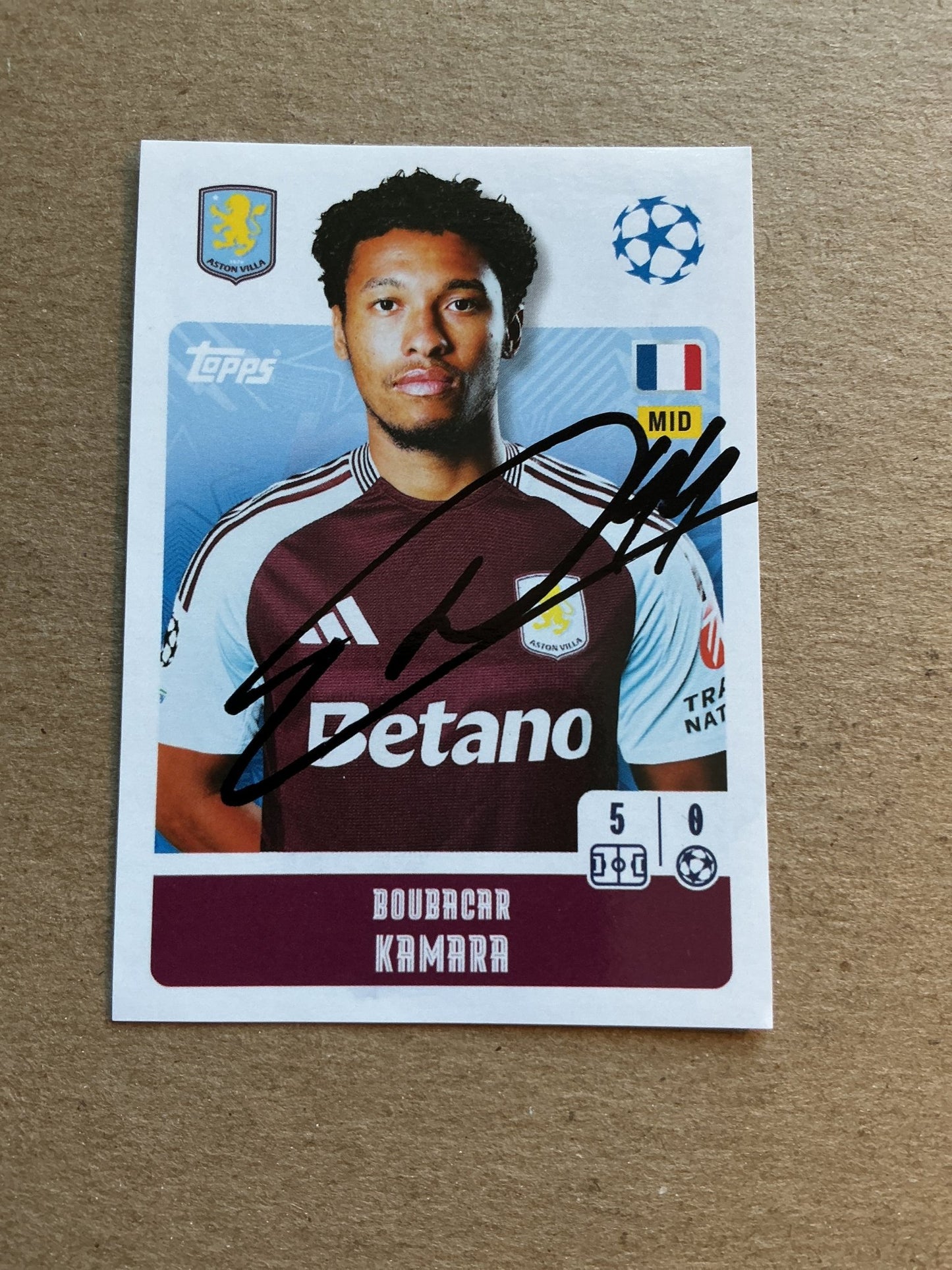 Boubacar Kamara, France 🇫🇷 Aston Villa 2024/25 Topps hand signed - Autographs-World