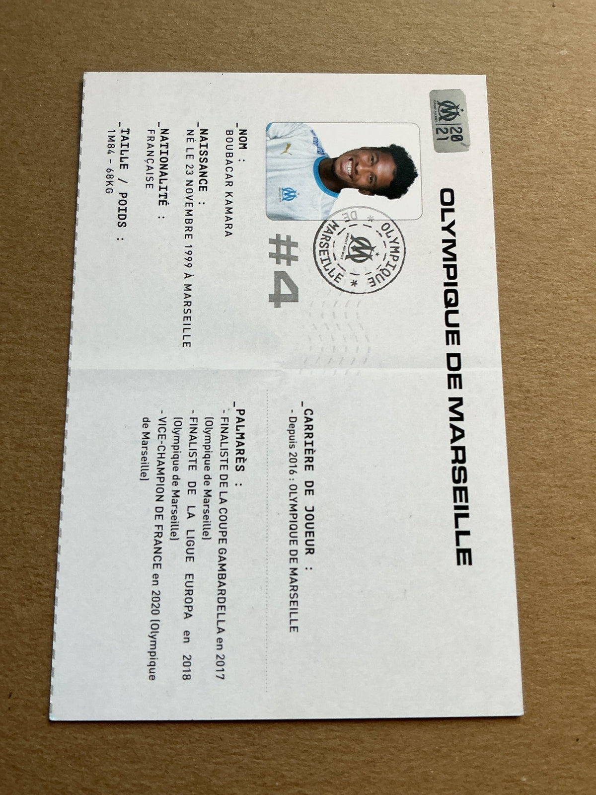 Boubacar Kamara, France 🇫🇷 Olympique Marseille 2020/21 hand signed - Autographs-World
