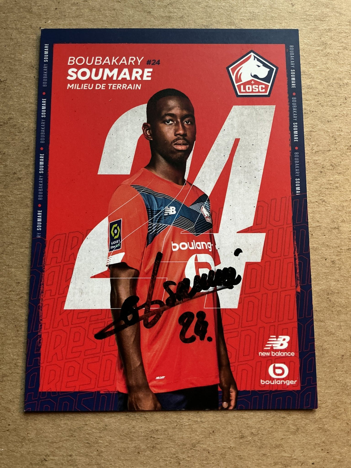 Boubakary Soumare, France 🇫🇷 Lille OSC 2020/21 hand signed - Autographs-World