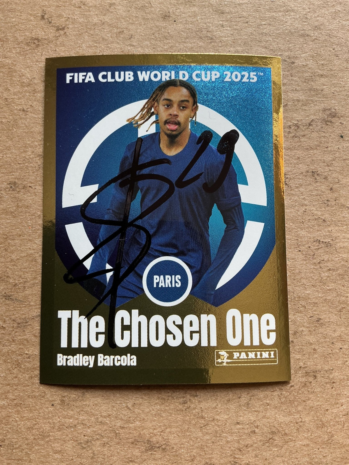 Bradley Barcola, France 🇫🇷 Paris Saint-Germain Club World Cup 2025 Panini hand signed - Autographs-World