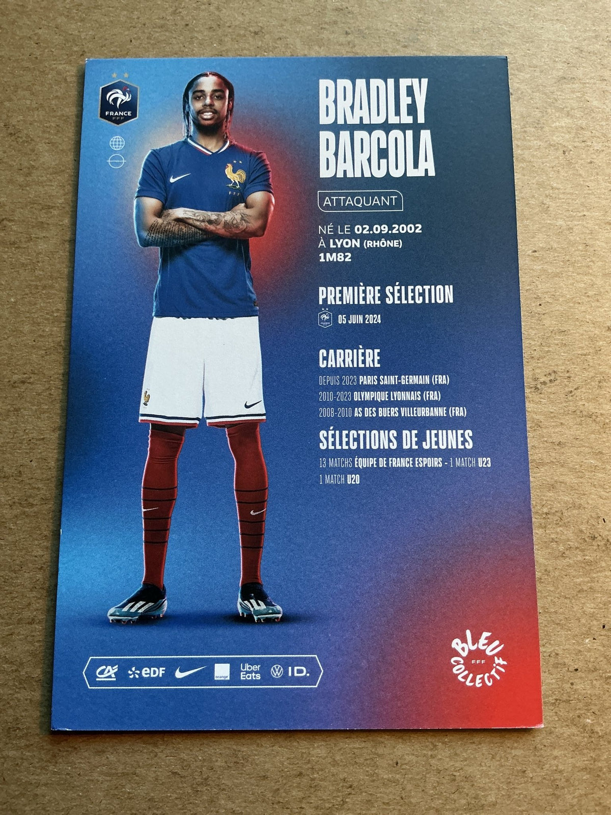 Bradley Barcola, France 🇫🇷 UEFA Euro Cup 2024 hand signed - Autographs-World