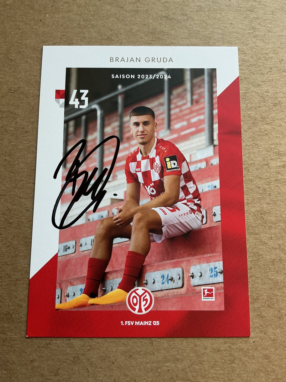 Brajan Gruda, Germany 🇩🇪 FSV Mainz 05 2023/24 hand signed - Autographs-World