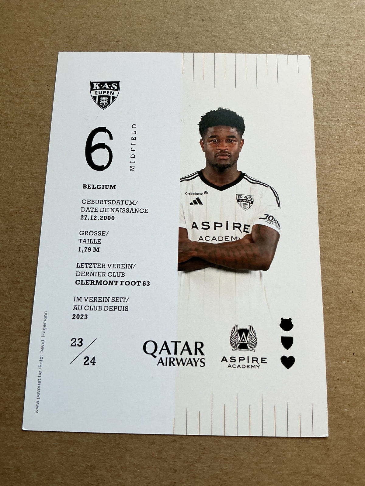 Brandon Baiye, Belgium 🇧🇪 KAS Eupen 2023/24 hand signed - Autographs-World