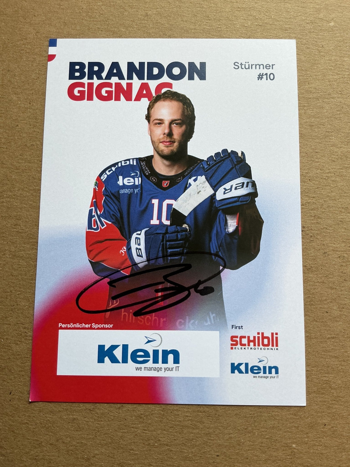 Brandon Gignac, Canada 🇨🇦 EHC Kloten 2025/26 hand signed - Autographs-World
