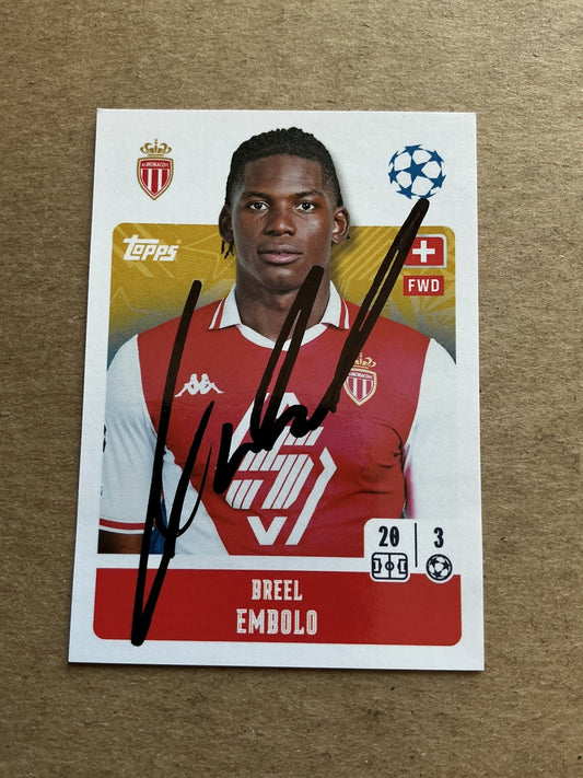 Breel Embolo, Switzerland 🇨🇭 AS Monaco 2024/25 Topps hand signed - Autographs-World