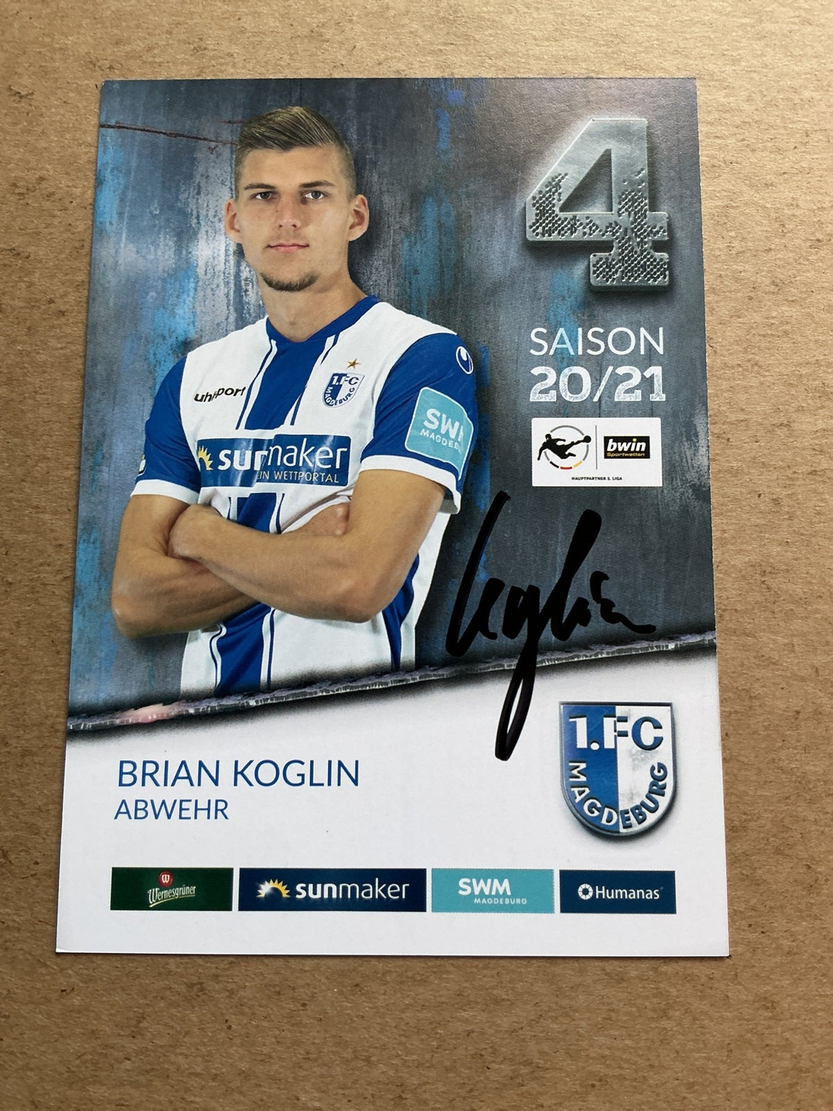 Brian Koglin, Germany 🇩🇪 1.FC Magdeburg 2020/21 hand signed - Autographs-World
