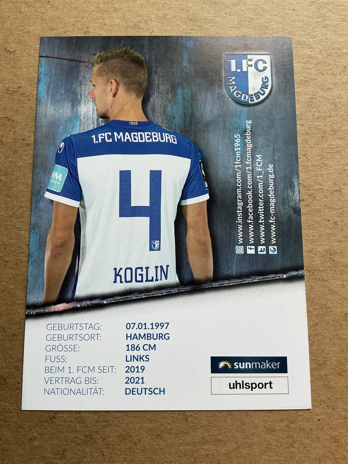 Brian Koglin, Germany 🇩🇪 1.FC Magdeburg 2020/21 hand signed - Autographs-World