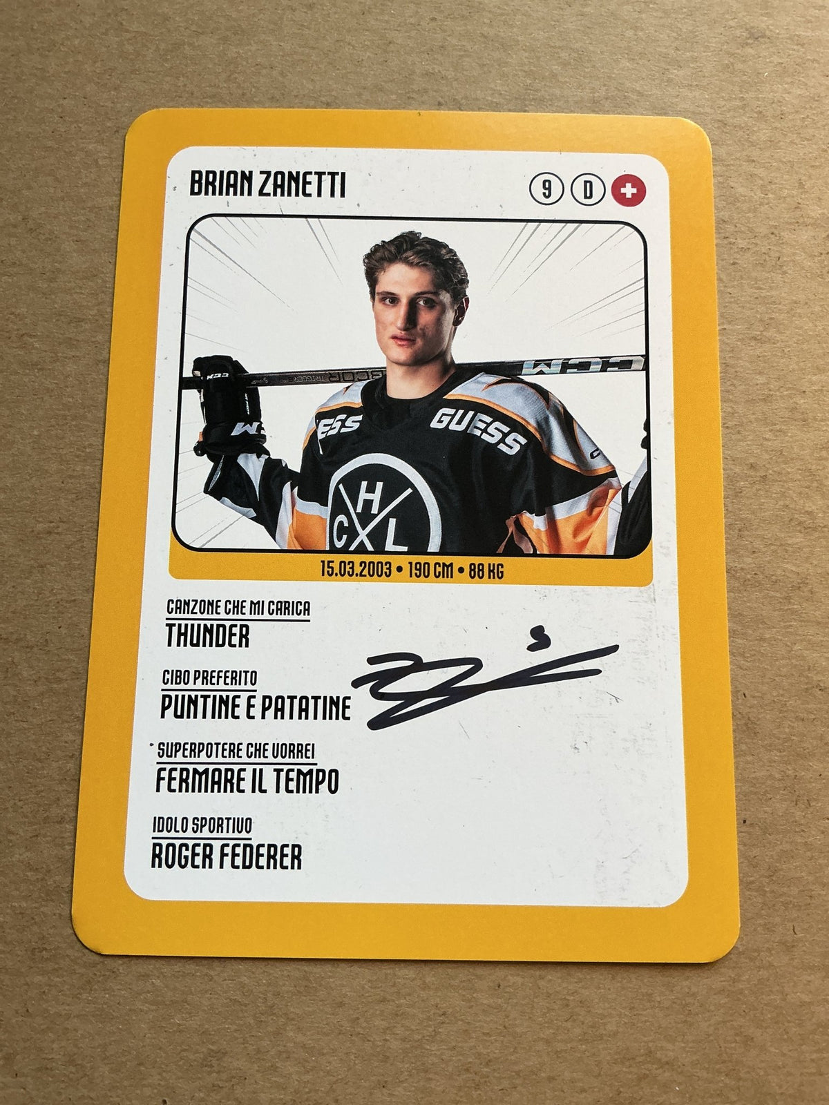 Brian Zanetti, Switzerland 🇨🇭 HC Lugano 2025/26 hand signed - Autographs-World