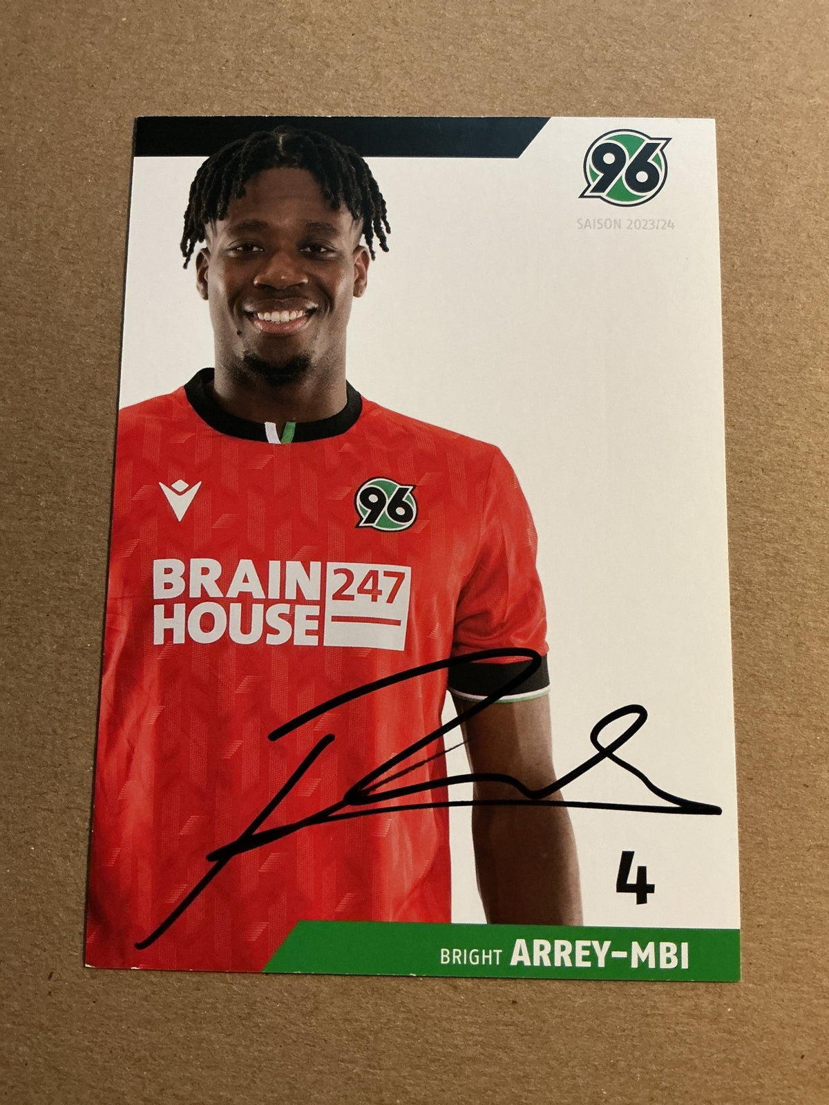 Bright Arrey-Mbi, Germany 🇩🇪 Hannover 96 2023/24 hand signed - Autographs-World